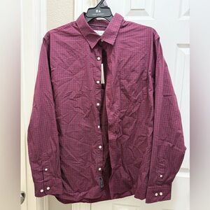 Men's Burgundy Checkered Casual Shirt